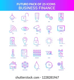25 Blue and Pink Futuro Business Finance  Icon Pack