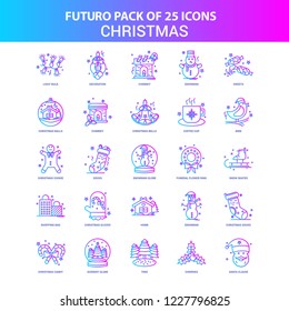 25 Blue and Pink Futuro Christmas Icon Pack