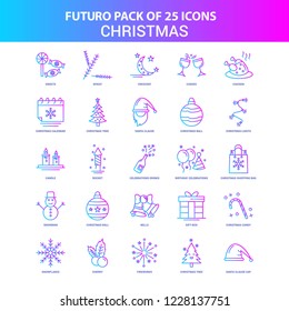 25 Blue and Pink Futuro Christmas Icon Pack