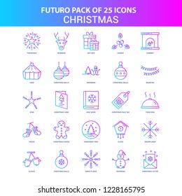 25 Blue and Pink Futuro Christmas Icon Pack