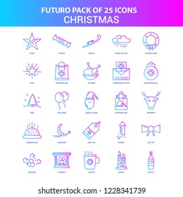 25 Blue and Pink Futuro Christmas Icon Pack