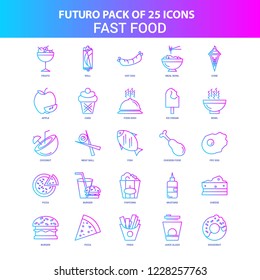 25 Blue and Pink Futuro Fast food Icon Pack