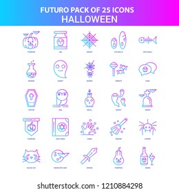25 Blue and Pink Futuro Halloween Icon Pack