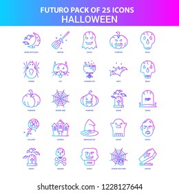 25 Blue and Pink Futuro Halloween Icon Pack