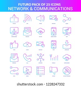 25 Blue and Pink Futuro Network and Communication Icon Pack