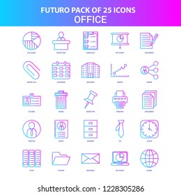 25 Blue and Pink Futuro Office Icon Pack