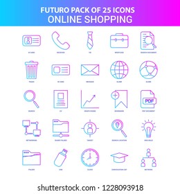 25 Blue and Pink Futuro Online Shopping Icon Pack