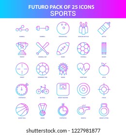 25 Blue and Pink Futuro Sports Icon Pack