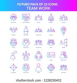 25 Blue and Pink Futuro Team Work Icon Pack