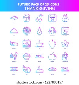 25 Blue and Pink Futuro Thanksgiving  Icon Pack