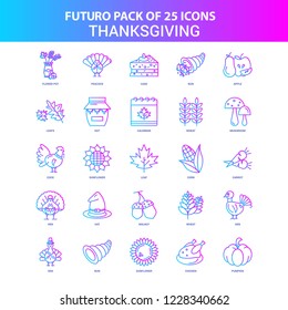 25 Blue and Pink Futuro Thanksgiving  Icon Pack