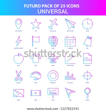 25 Blue and Pink Futuro Universal Icon Pack