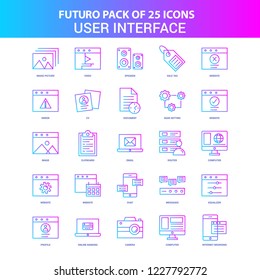 25 Blue and Pink Futuro User Interface  Icon Pack