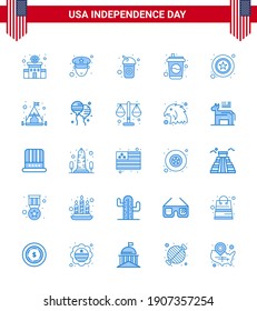 25 Blue Signs for USA Independence Day tent; camp; cola; sign; police Editable USA Day Vector Design Elements