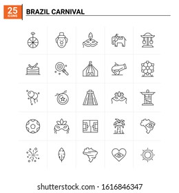 25 Brazil Carnival icon set. vector background