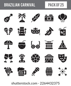 25 Brazilian Carnival Glyph icon pack. vector illustration.