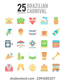 25 Brazilian Carnival icons Pack vector illustration.