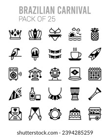 25 Brazilian Carnival icons Pack vector illustration.