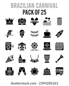 25 Brazilian Carnival icons Pack vector illustration.