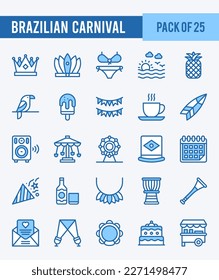 25 Brazilian Carnival. Two Color icons Pack. vector illustration.