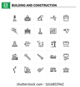 25 Building and Construction icon set. vector background