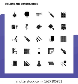 25 Building and Construction Icon set. Solid Glyph Icon Vector Illustration Template For Web and Mobile. Ideas for business company.