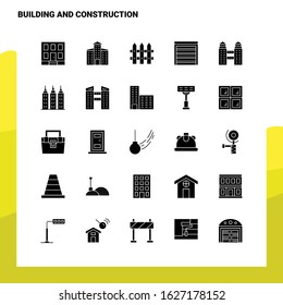 25 Building And Construction Icon set. Solid Glyph Icon Vector Illustration Template For Web and Mobile. Ideas for business company.