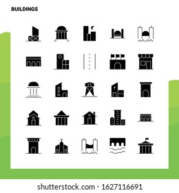 25 Buildings Icon set. Solid Glyph Icon Vector Illustration Template For Web and Mobile. Ideas for business company.