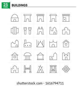25 Buildings icon set. vector background