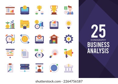 25 Business Analysis Flat icon pack. vector illustration.