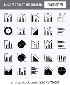 25 Business Chart and Diagram Glyph icon pack. vector illustration.
