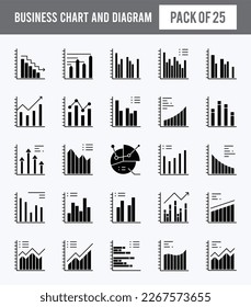 25 Business Chart and Diagram Glyph icon pack. vector illustration.