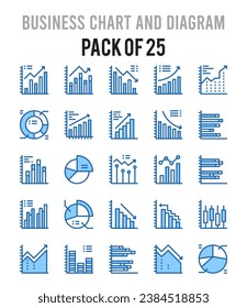 25 Business Chart and Diagram. Two Color icons Pack. vector illustration.