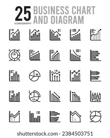 25 Business Chart and Diagram.icons Pack. vector illustration.