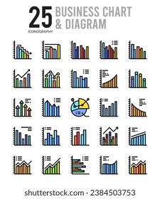 25 Business Chart and Diagram.icons Pack. vector illustration.