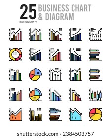 25 Business Chart and Diagram.icons Pack. vector illustration.