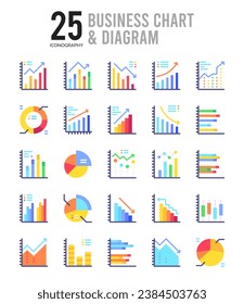 Paquete Diagrama de negocio y Diagrama.iconos. ilustración vectorial.