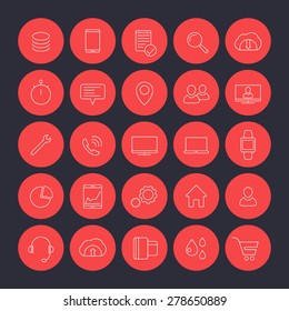 25 business, commerce, line round icons, vector illustration, eps10, easy to edit