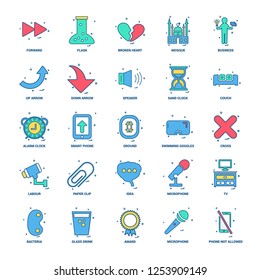 25 Business Concept Mix Flat Color Icon set
