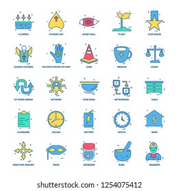 25 Business Concept Mix Flat Color Icon set