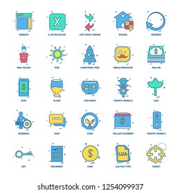 25 Business Concept Mix Flat Color Icon set