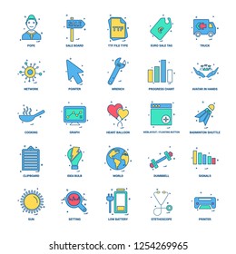 25 Business Concept Mix Flat Color Icon set