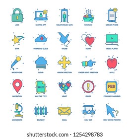 25 Business Concept Mix Flat Color Icon set