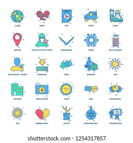 25 Business Concept Mix Flat Color Icon set