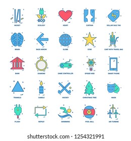 25 Business Concept Mix Flat Color Icon set