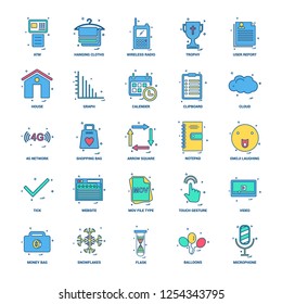 25 Business Concept Mix Flat Color Icon set