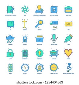 25 Business Concept Mix Flat Color Icon set