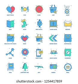 25 Business Concept Mix Flat Color Icon set