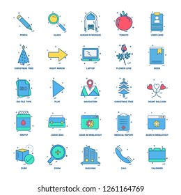 25 Business Concept Mix Flat Color Icon set