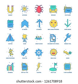 25 Business Concept Mix Flat Color Icon set